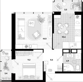 Квартира 42,8 м², 2-комнатная - изображение 1