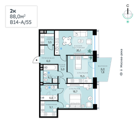 84,8 м², 2-комнатная квартира 52 491 868 ₽ - изображение 27