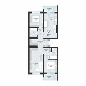 Квартира 78,3 м², 3-комнатная - изображение 1