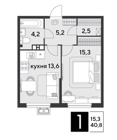 40,8 м², 1-комнатная квартира 7 119 600 ₽ - изображение 14