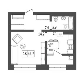 37,5 м², 1-комнатная квартира 4 800 000 ₽ - изображение 47