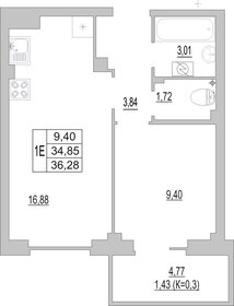 Квартира 36,3 м², 1-комнатная - изображение 1