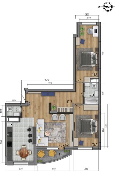 83,6 м², 3-комнатная квартира 6 433 020 ₽ - изображение 1