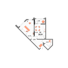 37,6 м², квартира-студия 7 490 000 ₽ - изображение 14