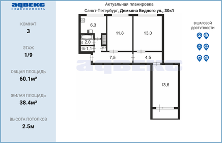 56,4 м², 3-комнатная квартира 7 950 000 ₽ - изображение 52