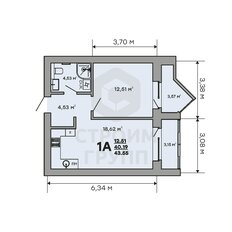 Квартира 43,6 м², 1-комнатная - изображение 2