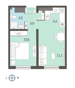 33 м², 1-комнатная квартира 2 150 000 ₽ - изображение 52