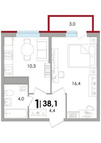 Квартира 38,2 м², 1-комнатная - изображение 1