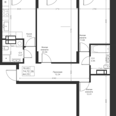 Квартира 76,8 м², 3-комнатная - изображение 2