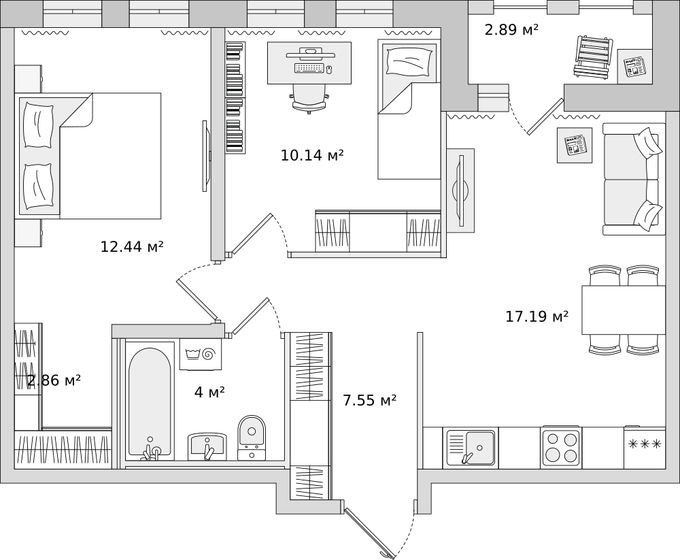 54,2 м², 2-комнатная квартира 9 634 049 ₽ - изображение 29