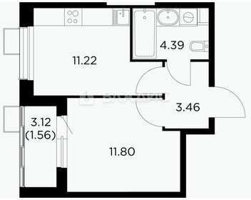 Квартира 31,6 м², 1-комнатная - изображение 2