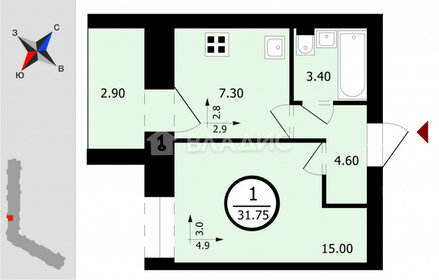 Квартира 30,6 м², 1-комнатная - изображение 1