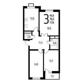 77,8 м², 3-комнатная квартира 16 555 840 ₽ - изображение 27