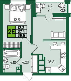 39,3 м², 1-комнатная квартира 4 586 445 ₽ - изображение 15