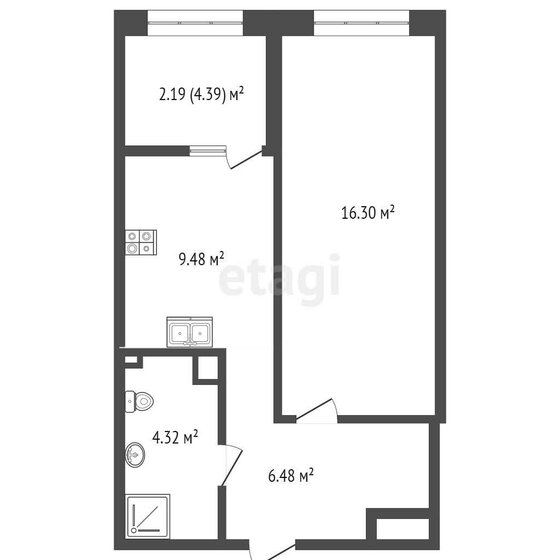 36,6 м², 1-комнатная квартира 4 750 000 ₽ - изображение 1