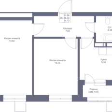 Квартира 57,7 м², 2-комнатная - изображение 2