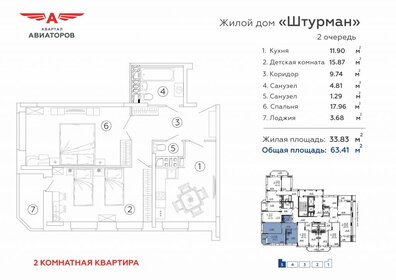 Квартира 63,4 м², 2-комнатная - изображение 1