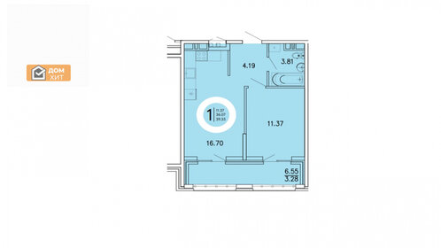 Квартира 39,4 м², 1-комнатная - изображение 5