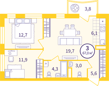 64,6 м², 2-комнатная квартира 8 100 000 ₽ - изображение 36