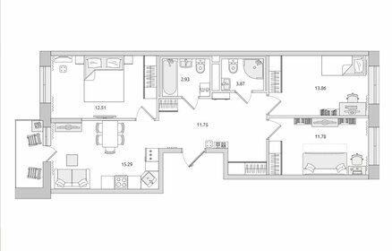 Квартира 77,5 м², 3-комнатная - изображение 1