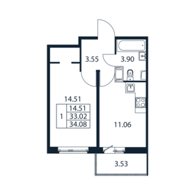 34 м², 1-комнатная квартира 5 770 800 ₽ - изображение 102