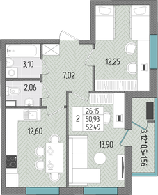 52,1 м², 2-комнатная квартира 5 524 720 ₽ - изображение 12