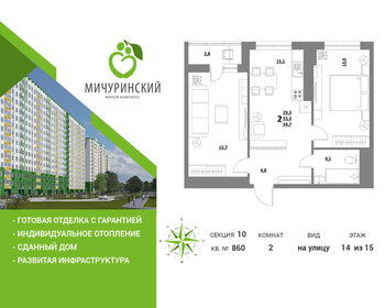 Квартира 54,4 м², 2-комнатная - изображение 1