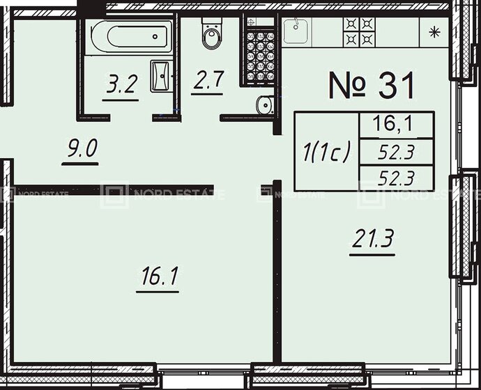 52,3 м², 1-комнатная квартира 18 516 816 ₽ - изображение 15