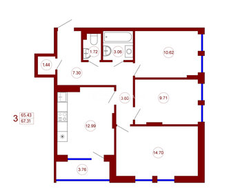 67,3 м², 3-комнатная квартира 8 413 750 ₽ - изображение 12