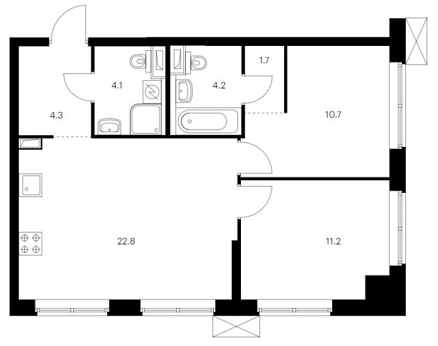 59 м², 2-комнатная квартира 22 110 000 ₽ - изображение 1