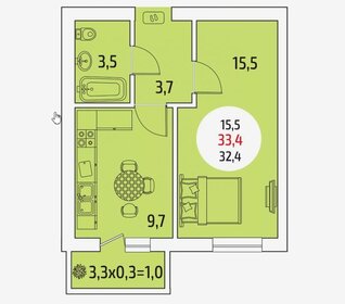 32,3 м², 1-комнатная квартира 4 700 000 ₽ - изображение 27
