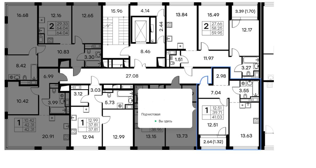 42,4 м², 1-комнатная квартира 13 000 000 ₽ - изображение 1