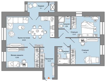 Квартира 90 м², 4-комнатная - изображение 1