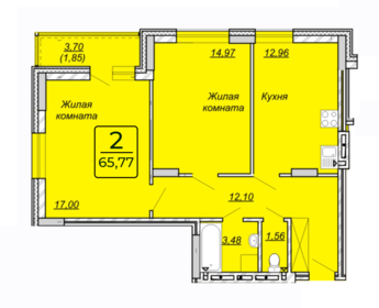 66 м², 2-комнатная квартира 5 300 000 ₽ - изображение 45