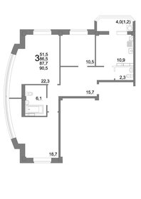 90,5 м², 3-комнатная квартира 10 970 000 ₽ - изображение 10