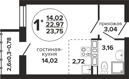 23,8 м², квартира-студия 4 245 788 ₽ - изображение 32