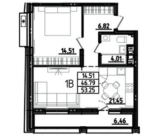 Квартира 53,3 м², 1-комнатная - изображение 1