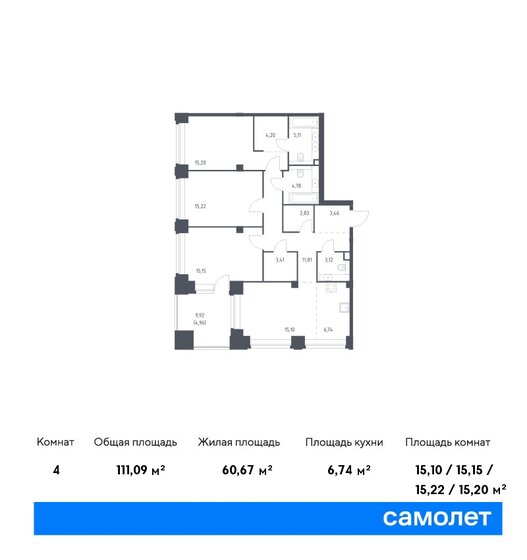 111,1 м², 3-комнатная квартира 85 513 600 ₽ - изображение 1