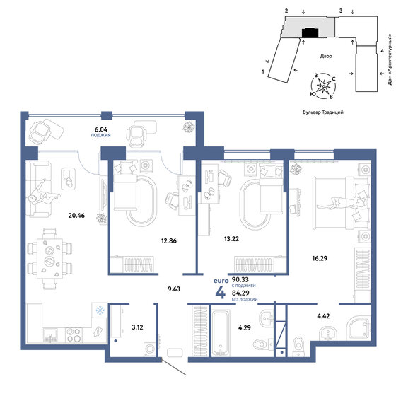 90,3 м², 4-комнатная квартира 9 490 000 ₽ - изображение 27