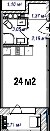 24 м², квартира-студия 4 700 000 ₽ - изображение 30