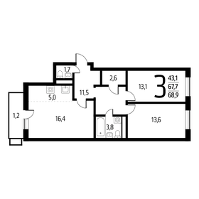64,1 м², 4-комнатная квартира 15 592 453 ₽ - изображение 13