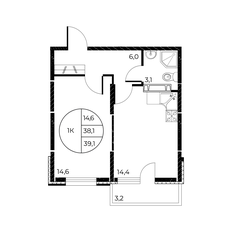 Квартира 39,1 м², 1-комнатная - изображение 2