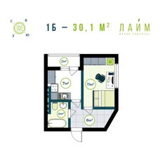 Квартира 31,6 м², 1-комнатная - изображение 2