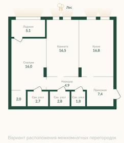 Квартира 77,4 м², 2-комнатная - изображение 2