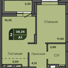 Квартира 38,3 м², 2-комнатная - изображение 2