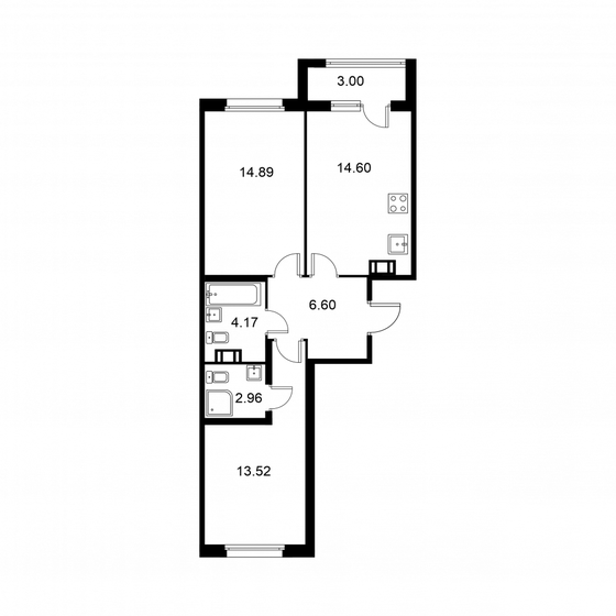 58,2 м², 2-комнатная квартира 8 968 960 ₽ - изображение 1