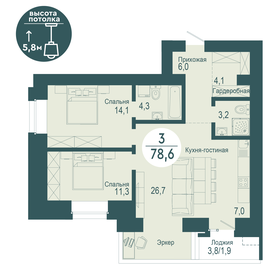 78,6 м², 3-комнатная квартира 19 257 000 ₽ - изображение 16