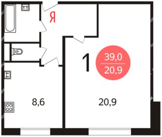 44,8 м², 1-комнатная квартира 11 900 000 ₽ - изображение 1