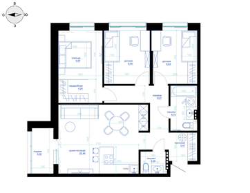 Квартира 77,3 м², 1-комнатная - изображение 3