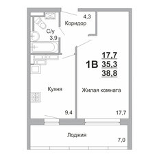 Квартира 38,6 м², 1-комнатная - изображение 3